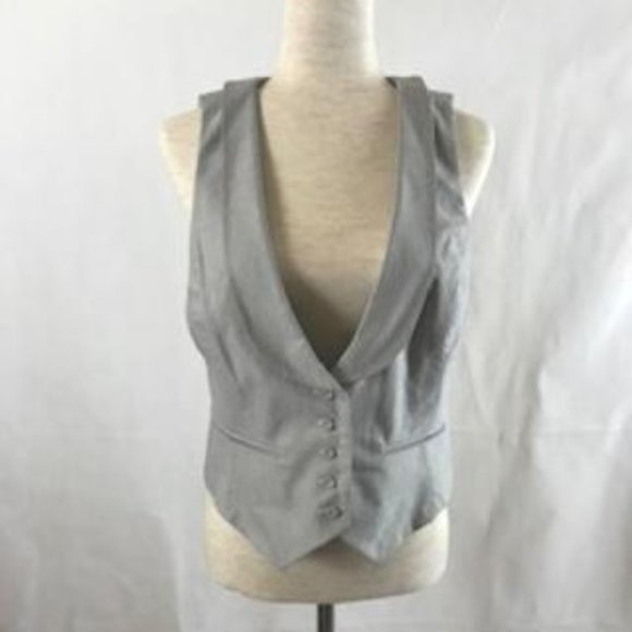 NWOT Ann Taylor Loft Striped V-neck Button Front Vest with Collar Size M - Picture 3 of 13